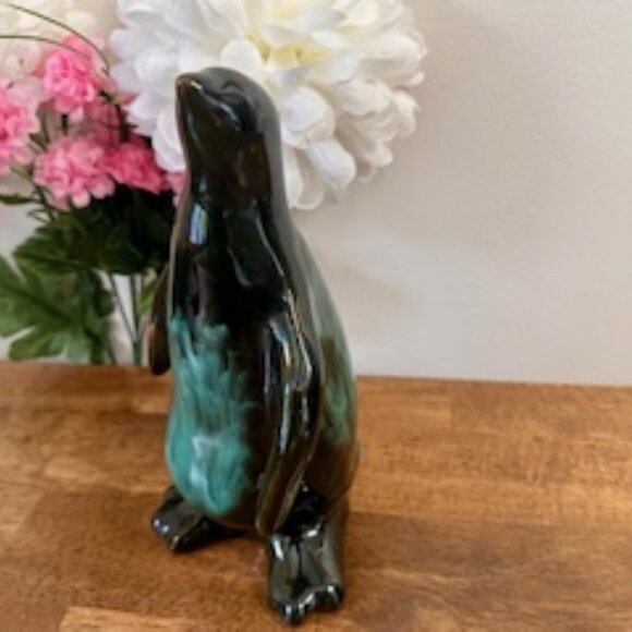 MCM Pottery Penguin Figurine Vintage Collectible Blue Green Glaze Retro Pottery‎ - Picture 4 of 4